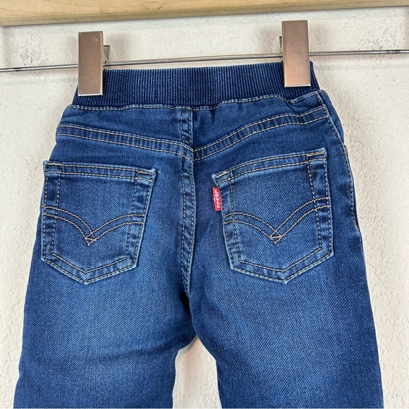 Levi Dark Wash Distressed Baby Blue Jeans Sz 12M - Picture 4 of 9